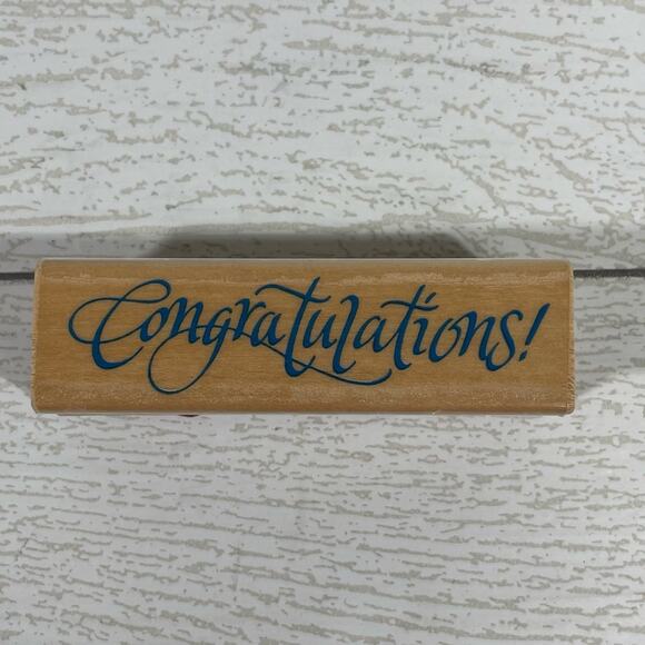 Wood and Rubber Stamp 7 Piece Thank you and Congratulations Bundle - Picture 7 of 11